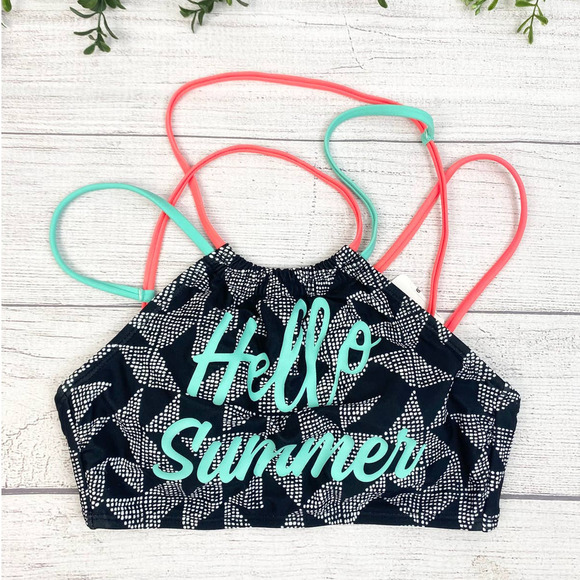 NEW O'Rageous  Girls "Hello Summer" Criss Cross Halter Tankini Small - Picture 1 of 4